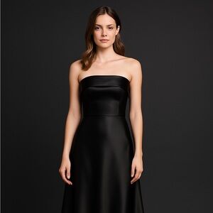 Chic Black Strapless Evening Dress
